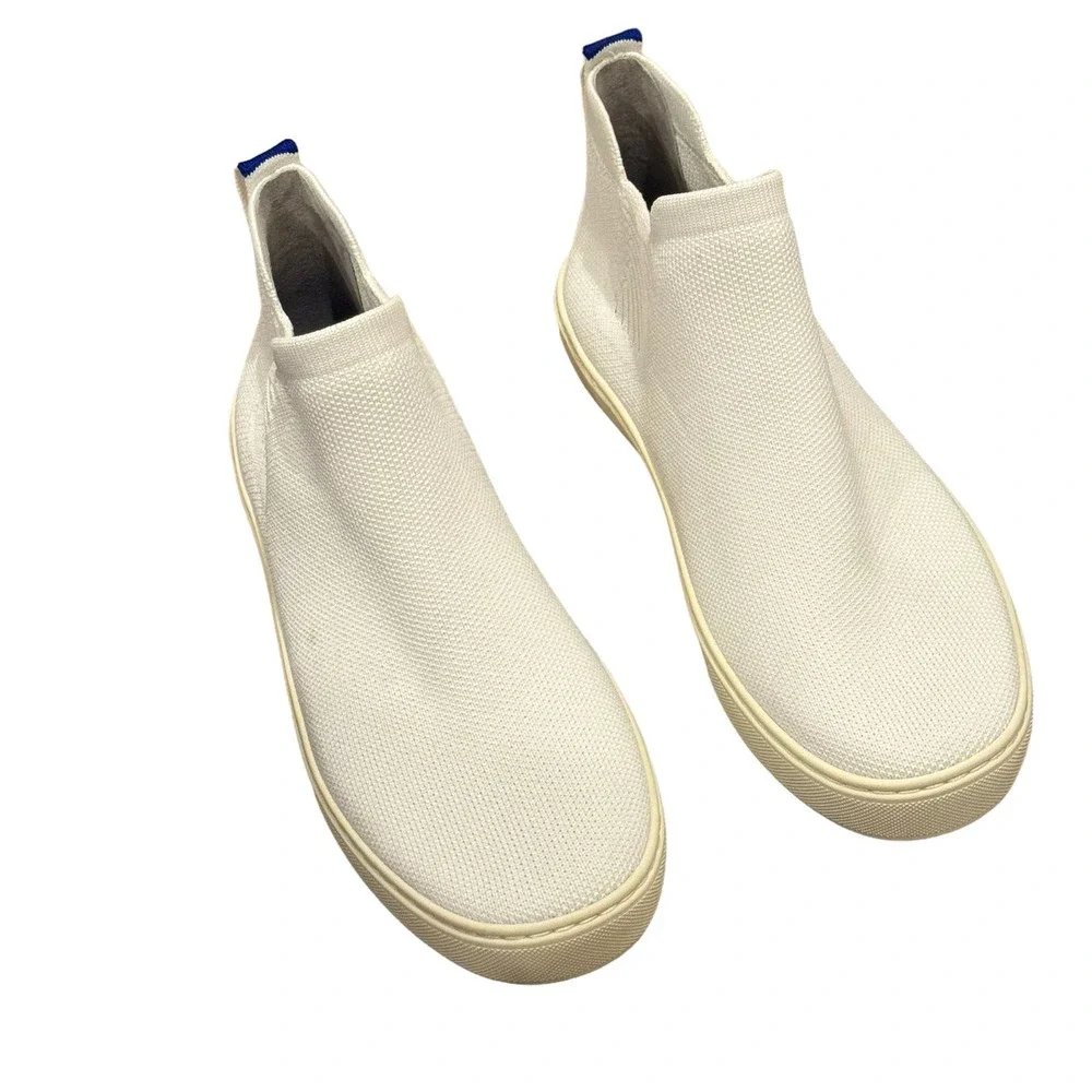 Rothy’s Women's The Chelsea Boot in White Flat Sneaker Shoes Size 8 NWOB